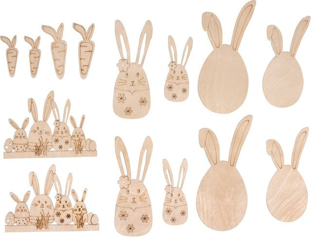 Rayher Furnierholz Osterhasen Freunde in Beige zum Kleben - Bild 1