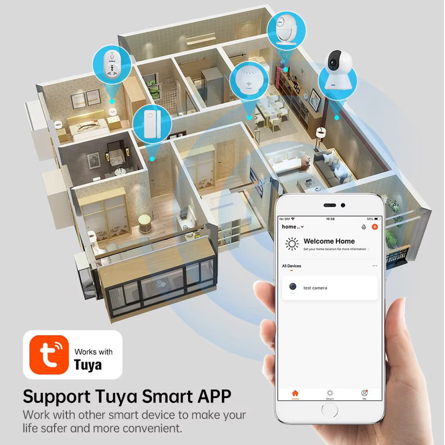 Kerui Tuya Smart Mini Wifi IP-Kamera 4K 8MP mit Halterung, White, Indoor Wireless Home Security mit KI-Personenerkennung und CCTV-Überwachung - Bild 3