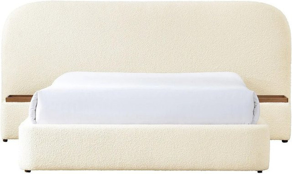 Vente-unique Bett Esteria mit Bettkasten in Weiß mit Bouclé-Stoff, B/T/H: 160 x 200 x 252 cm