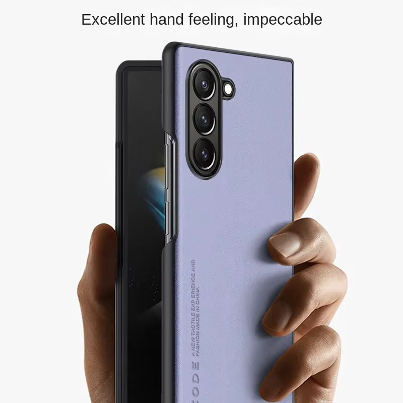 Samsung Galaxy Z Fold 7 6 5 4 3 5G Schutzhülle aus Kohlefaser und PU-Leder in Gelb - Bild 3