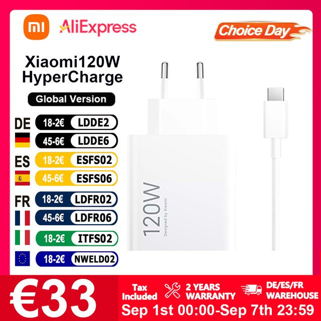 Xiaomi 120W HyperCharge Combo USB-A Netzteil in Weiß für Redmi Note 15 Pro 5G, Xiaomi 17, Xiaomi 15T, Xiaomi 15T Pro und Poco X8 Pro, Poco F8 Ultra - Bild 1