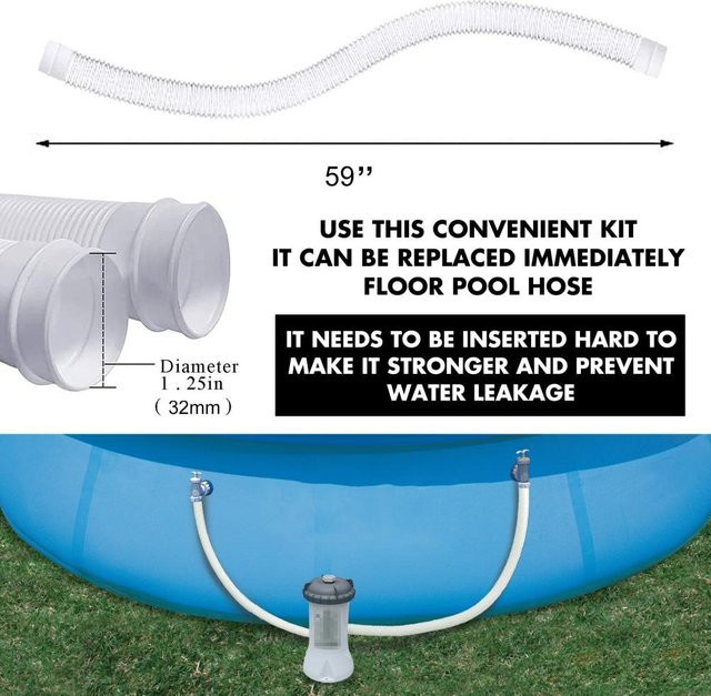 OutsideWorld Ersatzschlauch und Klemme Set für Schwimmbecken Poolfilterpumpen, kompatibel mit 300GPH und 330GPH Pumpen, Weiß, 2 Stück - Bild 1