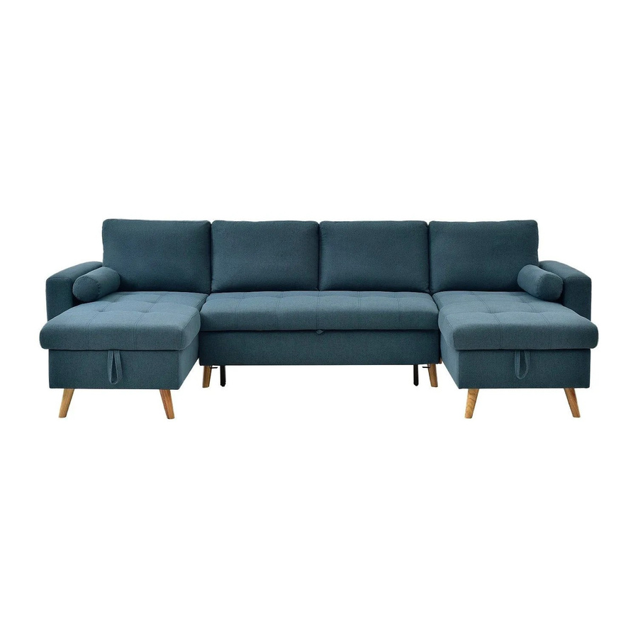 Vente-unique Schlafsofa Kori in Blaugrün mit L-Form und ausziehbarer Schublade - Bild 2