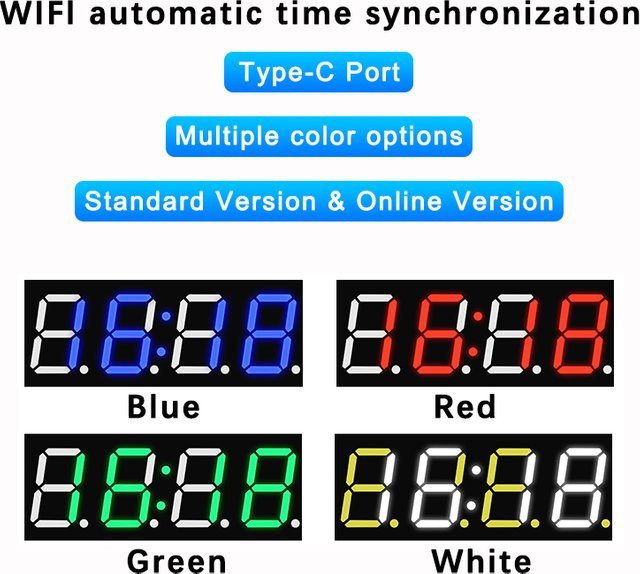 Keyestudio WIFI Smart Network Uhrmodul mit automatischer Zeitsynchronisation und Typ-C-Schnittstelle in Mehrfarbig - Bild 1