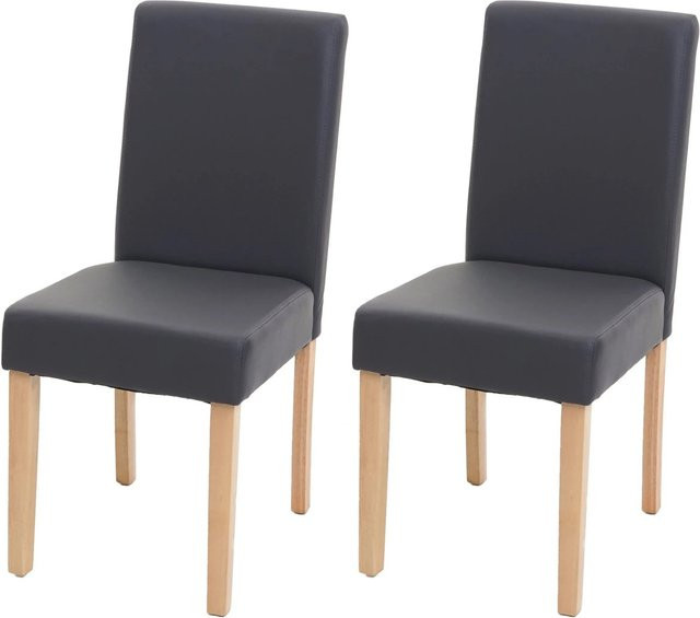 CHEFGASTRO Esszimmerstuhl 2er-Set in Grau aus Kunstleder mit hellen Holzbeinen, B/T/H: 43 x 56 x 90 cm, Sitzhöhe: 45 cm - Bild 1