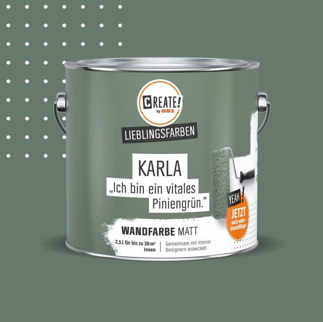 CREATE! by OBI Wandfarbe Lieblingsfarbe Karla Piniengrün Matt, 2,5 l - Bild 1