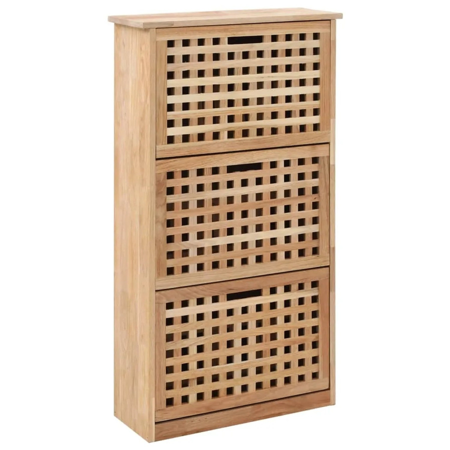 vidaXL Schuhschrank aus Walnuss-Massivholz in Braun mit Gitter-Design, B/T/H: 55 x 20 x 104 cm - Bild 2