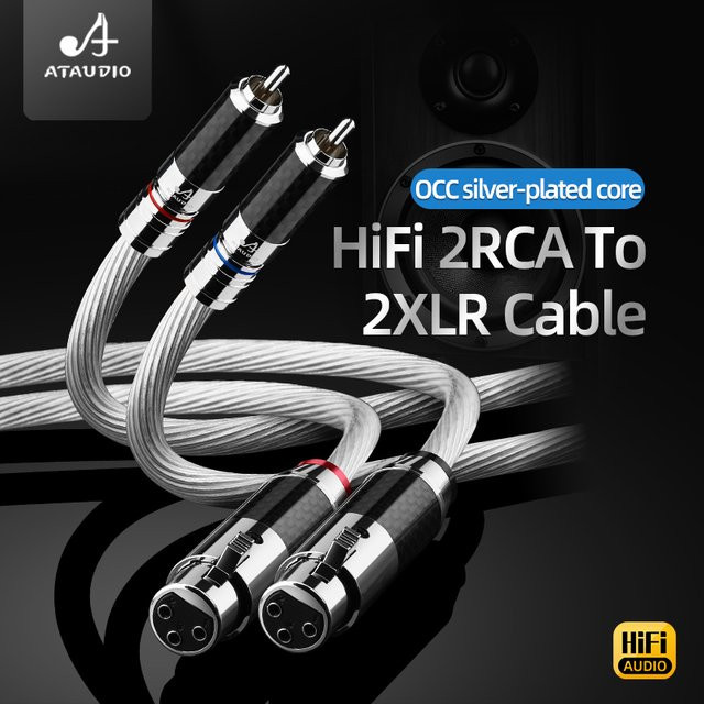 HiFi OCC versilbertes Audiokabel 2RCA auf 2XLR für Verstärker und CD-Player in Silber - Bild 1