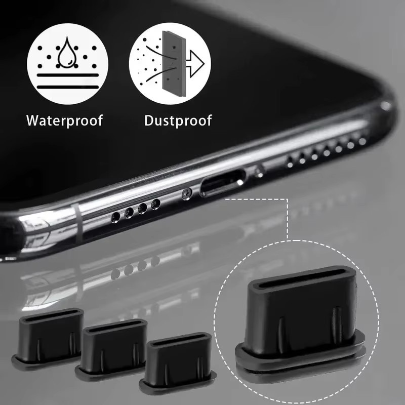 Silikon USB-C Staubschutz Kappen für Xiaomi und iPhone in Transparent - Bild 2