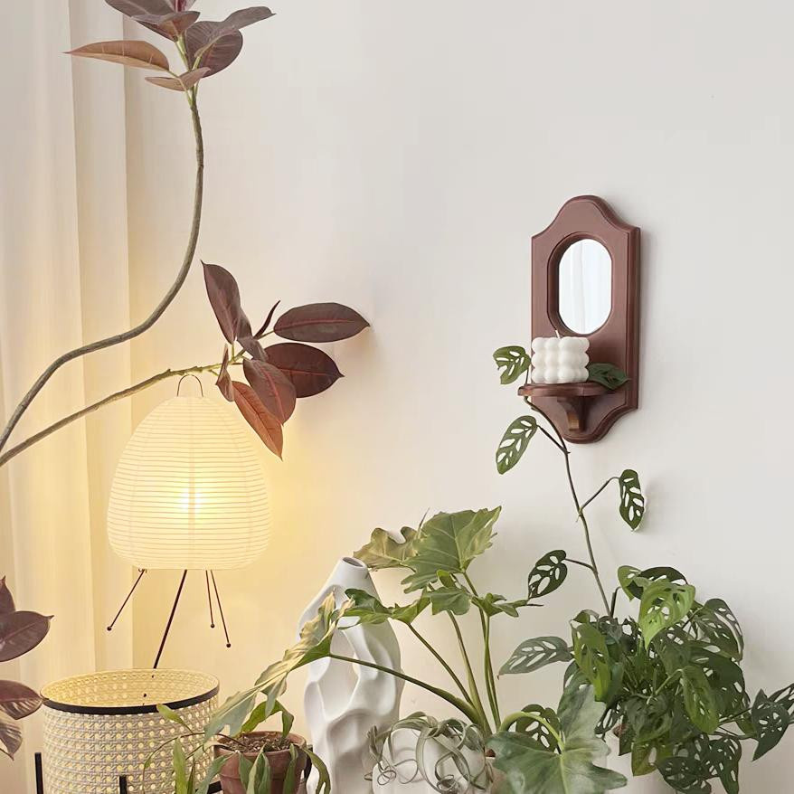 Vintage Wanddekoration aus Massivholz von Yiran Furniture in Braun, Wandregal für Kerzenständer und Spiegel, Nordischer Stil, B: 33 cm, H: 15 cm, T: 15 cm - Bild 3