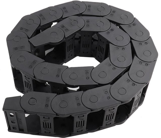 Koogeelife Nylon Drahtförderer Schleppkette für Graviermaschinen, beidseitig offen, Schwarz, Länge: 100 cm, Breite: 25 mm, Höhe: 57 mm - Bild 1
