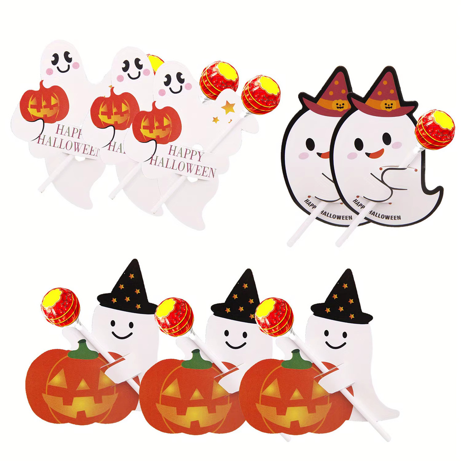 40 Stück Halloween Geister Lutscher Halter aus Papier in Multicolour für deine Party-Dekoration - Bild 3