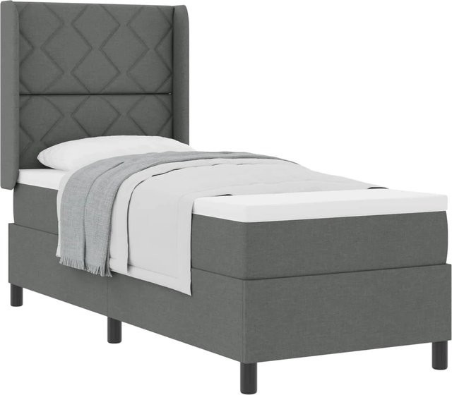 vidaXL Boxspringbett mit Matratze in Grau, B/T/H: 80 x 200 x 118 cm - Bild 1