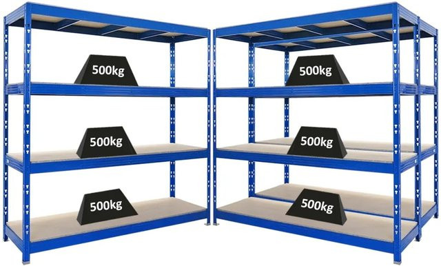 PROREGAL Rhino Profi Schwerlastregal Set aus 3 Stück, Blau, 4 Spanplatten-Ebenen, H x B x T: 200 x 200 x 60 cm - Bild 1