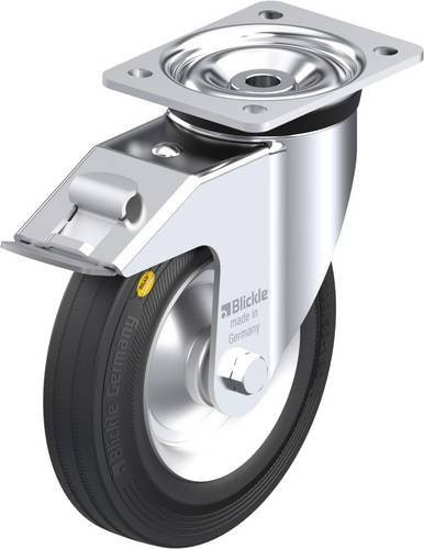 Blickle Lenkrolle LK-RD 202R-FI mit Feststeller in Schwarz und Silber, Rad-Durchmesser: 20 cm, Tragfähigkeit: 350 kg - Bild 1