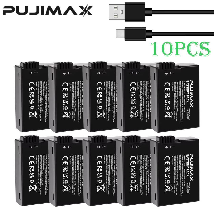 PUJIMAX LP-E8 Kamera-Akku mit USB-C-Eingang, 2100mAh, Schwarz, kompatibel mit Canon EOS 550D 600D 650D 700D Rebel T2i T3i T4i T5 - Bild 2