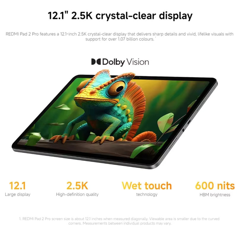 Xiaomi Redmi Pad 2 Pro Tablet in Grau mit 6 GB RAM, 128 GB Speicher, 12,1 Zoll 2,5K Display, Snapdragon 7s Gen 4 Prozessor und 12000mAh Akku - Bild 4