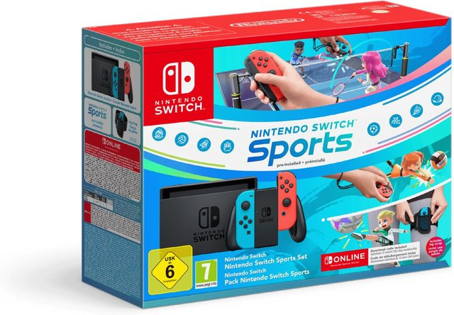 Nintendo Switch Konsole Bundle in Neon Rot/Neon Blau inklusive Switch Sports und 12 Monaten Nintendo Switch Online Mitgliedschaft - Bild 1