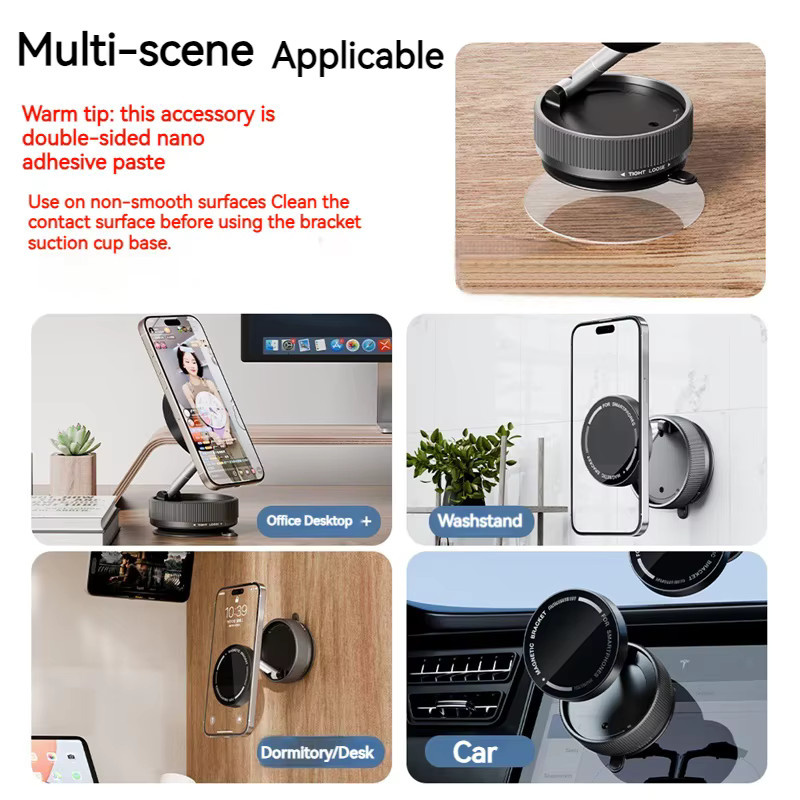 TONGDAYTECH Vakuum-Magnet-Autotelefonhalter in Schwarz, faltbarer Saugnapf-Handyhalter für iPhone und Samsung - Bild 6