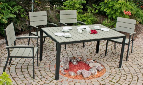 Garden Pleasure Gartenmöbel-Set Olivia 7-teilig in Grau und Anthrazit mit Aluminium und Kunststoff, Tisch und Stühle für den Garten und Außenbereich - Bild 2