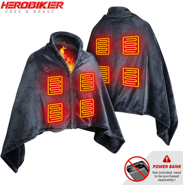 HEROBIKER Heizende Decke für Winter und Home Office in Schwarz und Grau mit Schnellheizfunktion - Bild 1