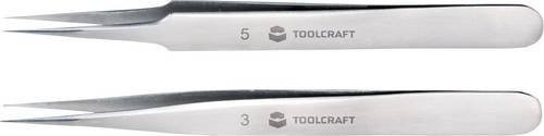 TOOLCRAFT Pinzetten-Set 2teilig, superfein und spitz, Edelstahl, Silber, Länge: 120 mm - Bild 1