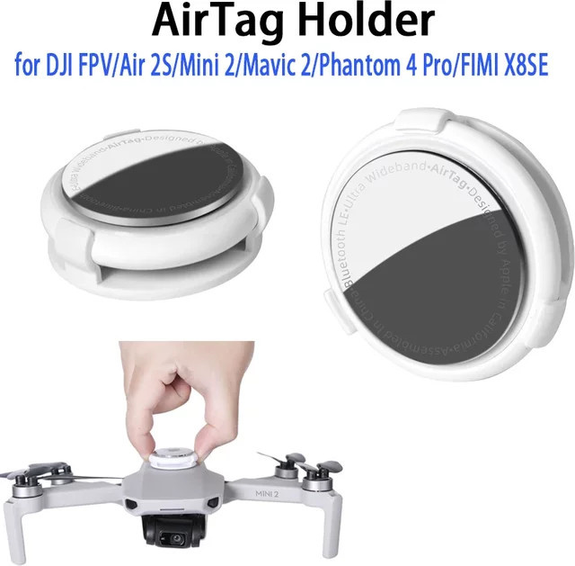 AirTag Halterung für DJI Drohnen in Weiß zur Anti-Verlust-Sicherung für Mini 3 Pro, FPV, Air 2S, Mini 2, Mavic 2 und Phantom 4 Pro - Bild 1