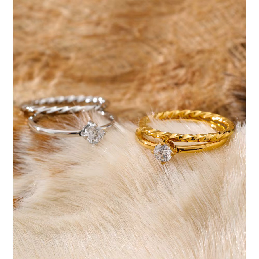 Yhpup Fingerring Edelstahl, Zirkonia, Damen, Gold - Bild 2