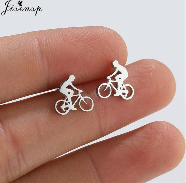 Jisensp Ohrstecker, Fahrrad, silberfarben, Damen - Bild 1