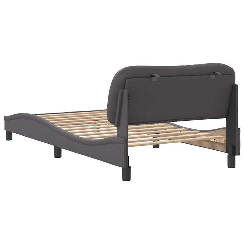 Vidaxl Polsterbett mit Kopfteil aus Kunstleder, Grau, B/T: 100 x 200 cm - Bild 2