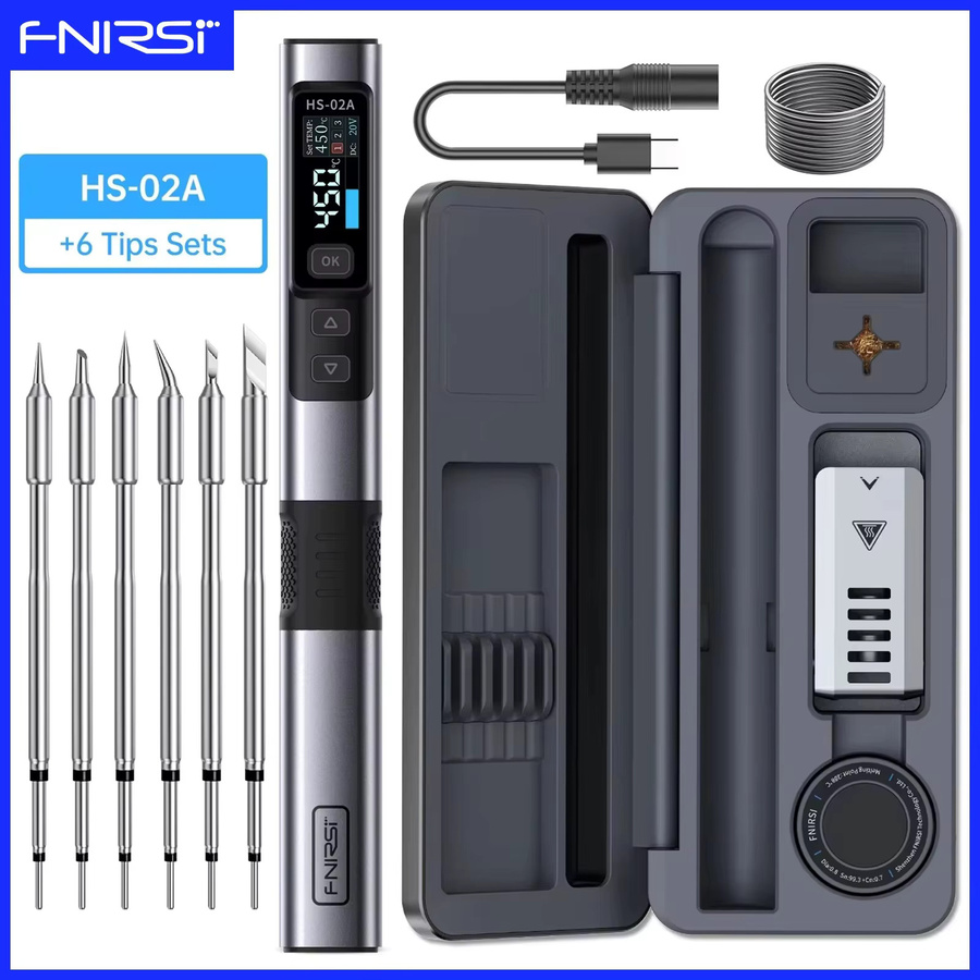 FNIRSI HS-02 Digitaler Lötkolben Tragbares Heizwerkzeug mit 100W Leistung und einstellbarer Temperatur von 100-450 ℃ - Bild 4