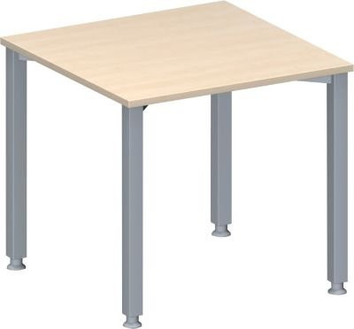 Schäfer Shop Genius Konferenztisch MODENA FLEX, quadratisch, Ahorn-Dekor mit weißem Aluminiumgestell, B: 80 cm, T: 80 cm, H: 72-84 cm - Bild 1