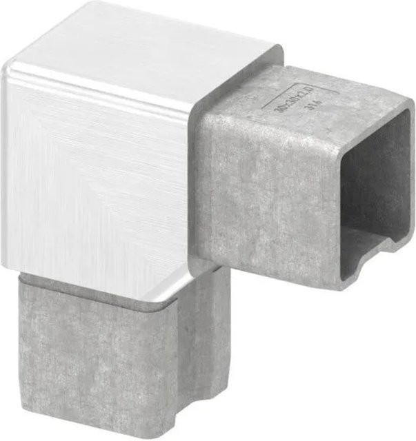 FeNau Eckverbinder V4A für Vierkantrohr 30 x 30 x 2,0 mm, 90 Grad, Silber - Bild 1