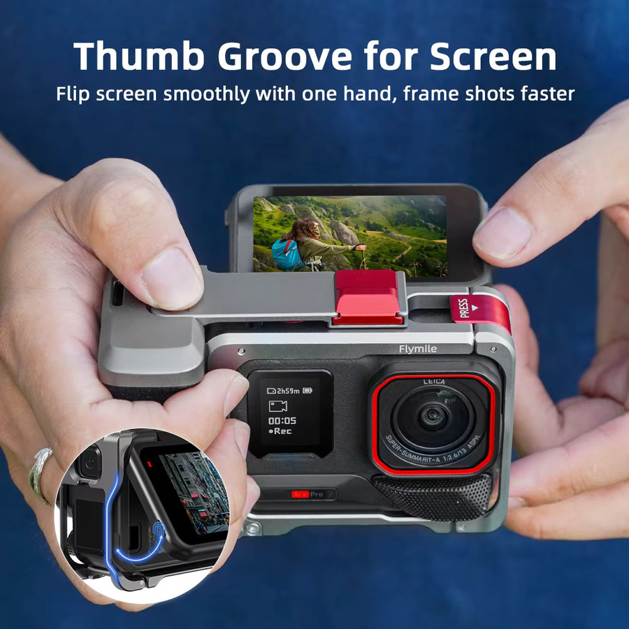 Flymile Kameragriffhalter für Insta360 Ace Pro 2 und Ace Pro, Anti-Shake Kamerazubehör mit Auslöser für Fotografie - Bild 3