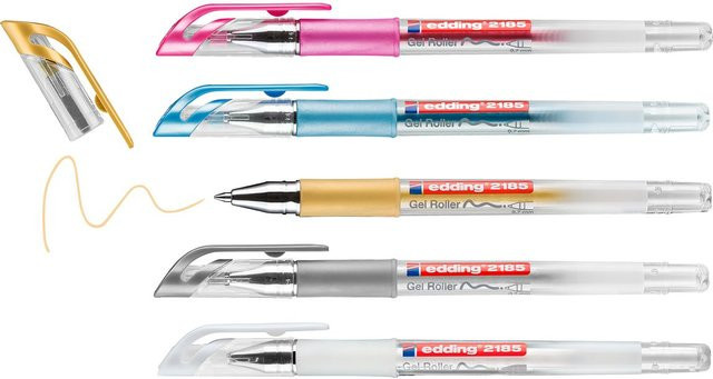 edding Gelroller metallic 2185 5er-Set in Gold, Silber, Weiß, Pink und Multicolour - Bild 1