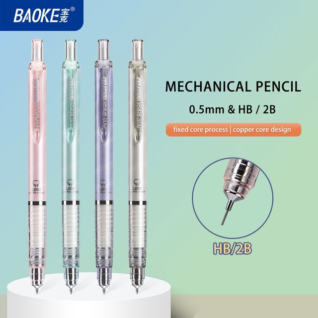 BAOKE Druckbleistift 0,5 mm HB/2B mit bruchsicherem Graphitkern in Mehrfarben, ideal für Schule und Studium - Bild 1