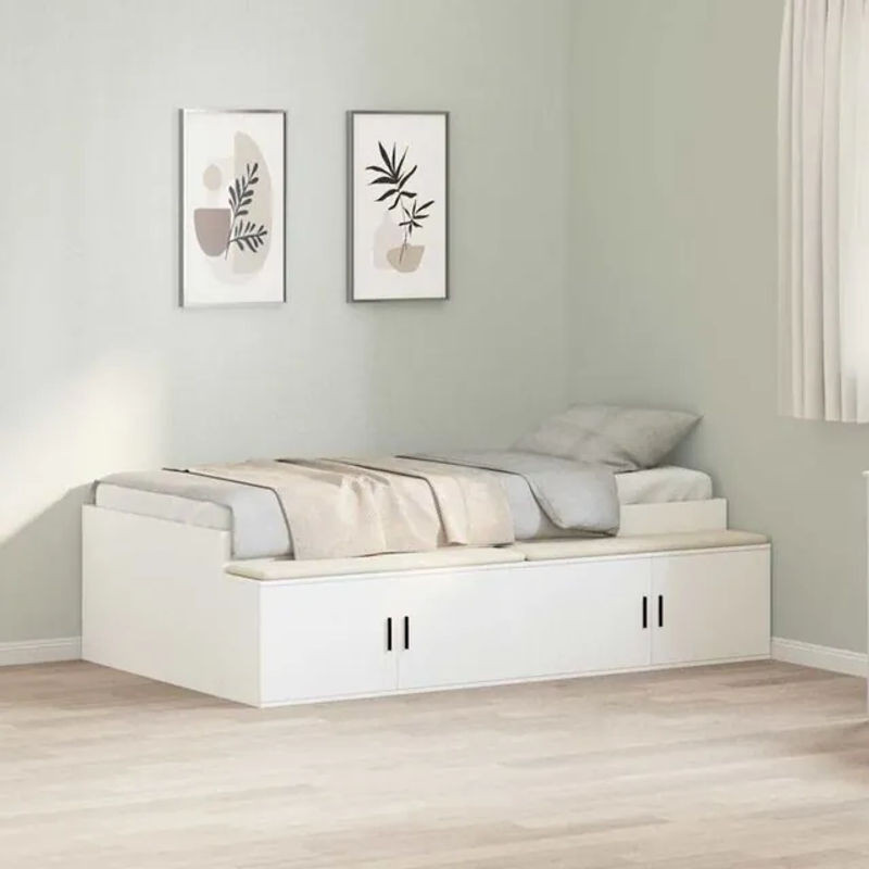 Vidaxl Funktionsbett mit Stauraum in Weiß aus Holzwerkstoff B/T/H: 80 x 200 cm - Bild 1