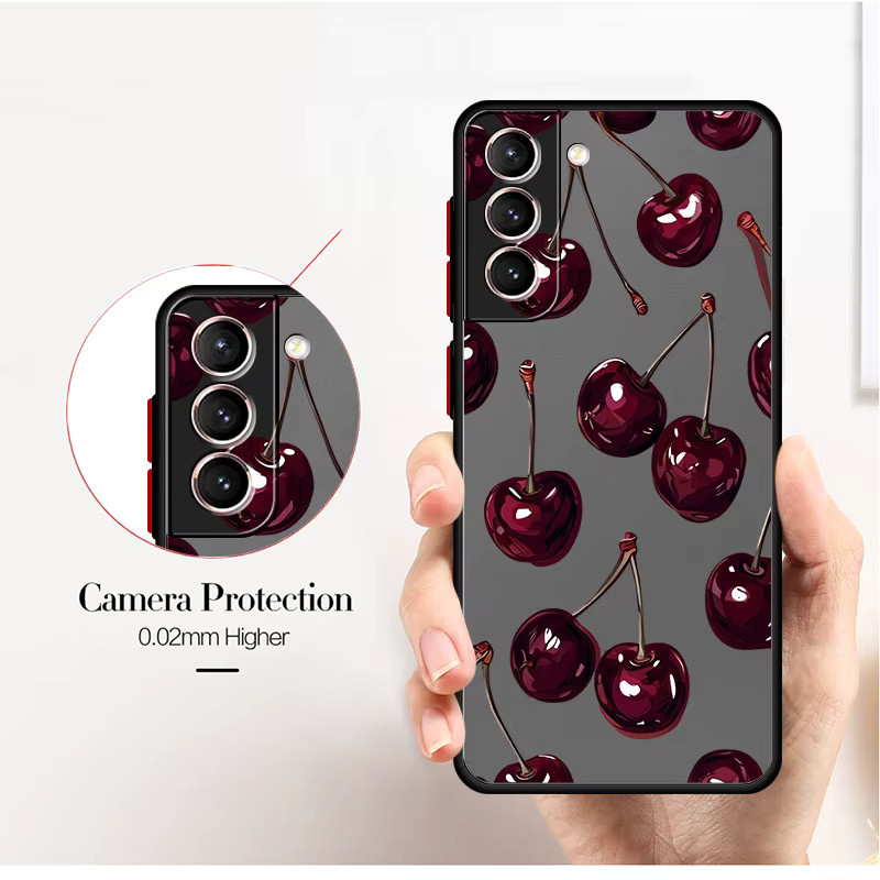 Samsung Handyhülle mit Frucht-Kirsch-Design für Galaxy S26 Note 20 Ultra 10+ S21 S24 Plus S23 FE S22 S25 Ultra S20 FE, Rückseitige Telefonabdeckung, Multicolour - Bild 4