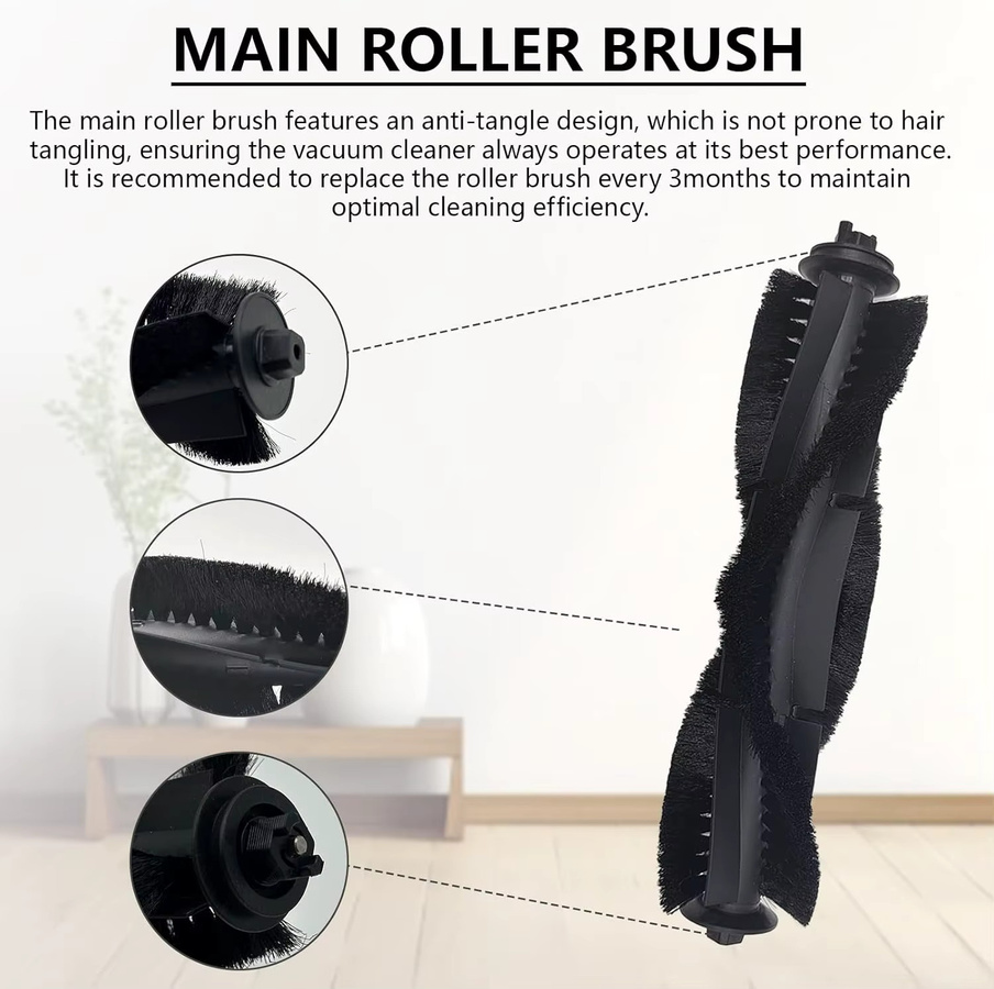 Zubehör-Set für Tapo RV20 Max RV20 Plus RV30 Max RV30 Plus Roboterstaubsauger mit Hauptbürste Seitenbürste Staubbeuteln und Hepa-Filtern in Schwarz - Bild 2
