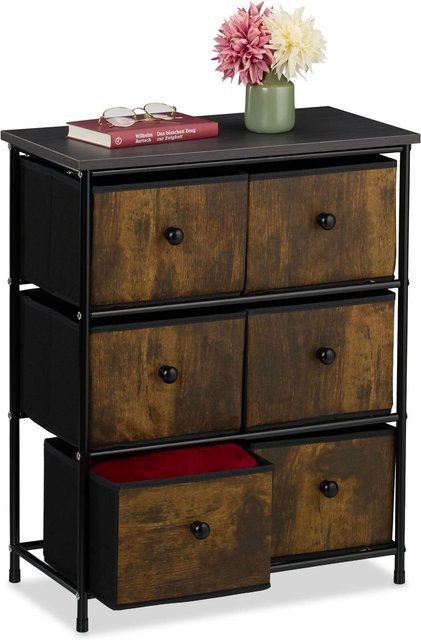 Relaxdays Kommode aus Metall mit 6 Schubladen in Braun, B/T/H: 60 x 32 x 73 cm - Bild 1