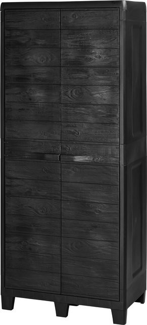 LIVARNO Universalschrank in brauner Holz-Optik, witterungsbeständiger Kunststoff für Außenbereich, Balkon, Terrasse oder Garage - Bild 1