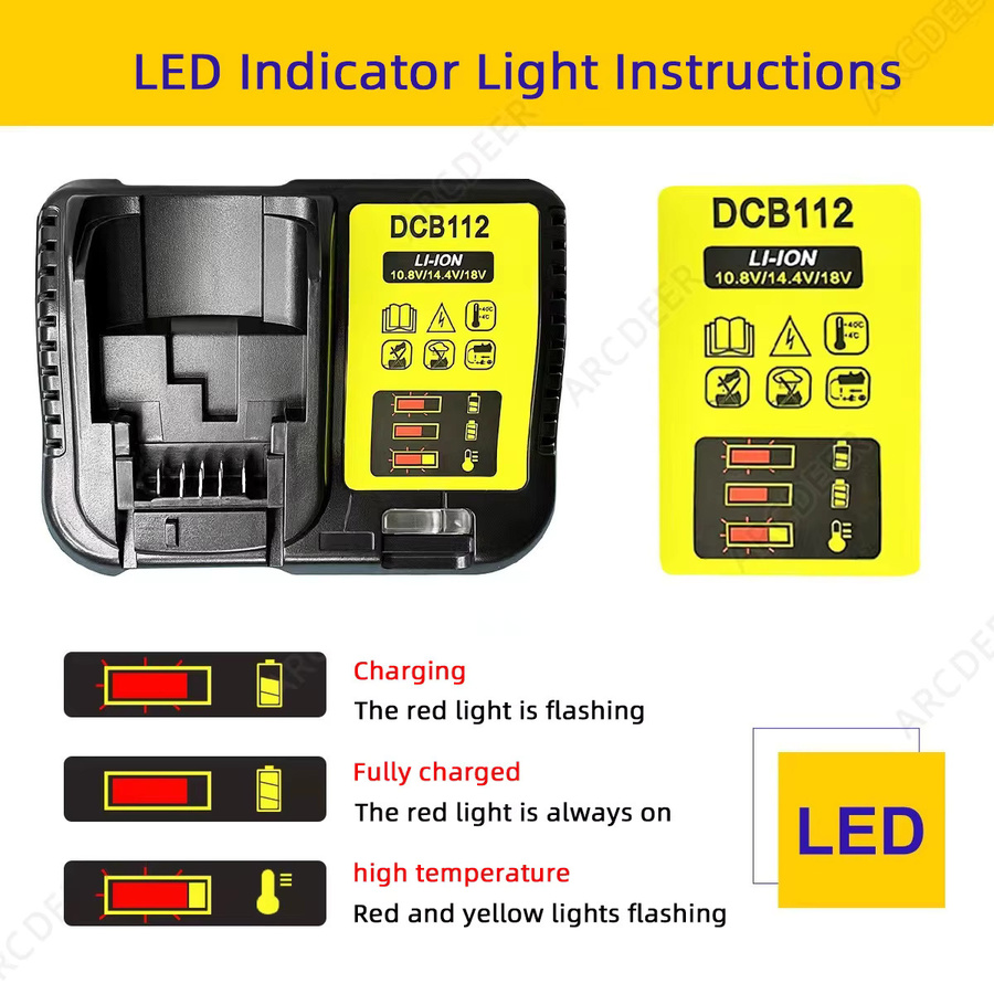 DeWalt DCB112 Lithium-Batterieladegerät für DCB206 DCB205 DCB204 DCB203 DCB120 DCB107 DCB115 DCB105 - Bild 2