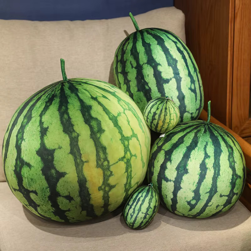 Kawaii Wassermelonen-Plüschpuppenkissen, Stofftier, Grün, Bunt / Mehrfarbig - Bild 2