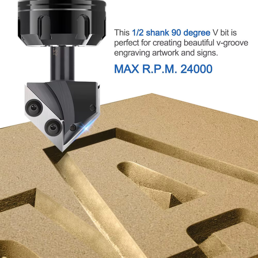 XCAN Holzfräser mit 1/2 Zoll Schaft, 90/120 Grad V-Typ Bodenreinigungsfräser für die Holzbearbeitung, Silber - Bild 5