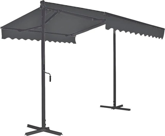 DELUKE Standmarkise SKORI freistehende Gartenmarkise aus Polyester in Dunkelgrau, Höhe: 250 cm, Breite: 300 cm, Tiefe: 300 cm - Bild 1