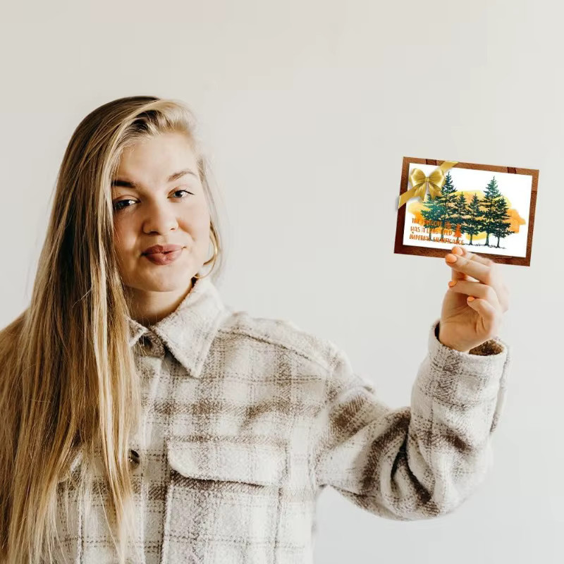 Transparenter Silikonstempel mit Kiefernzapfen und Tannenbaum Motiv für Vintage-Poststempel - Bild 6