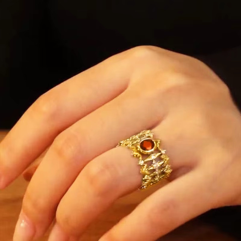 Huitan Ring, Gold, rote Zirkonia, Damen - Bild 4
