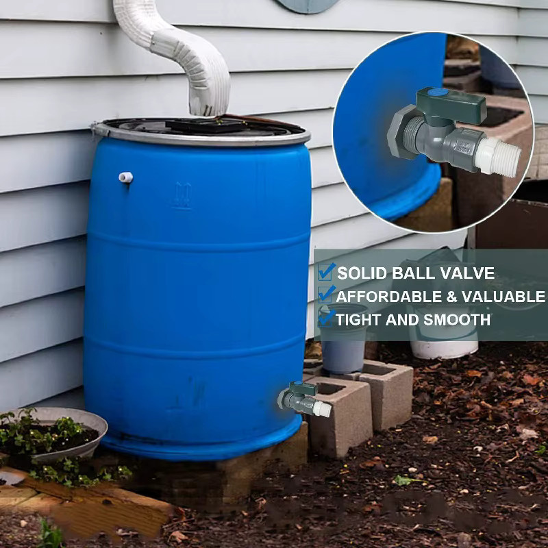 PVC Wasserfass-Zapfen-Set mit Ablaufadapter und Innenanschluss in Schwarz für Garten und Regentonne - Bild 4