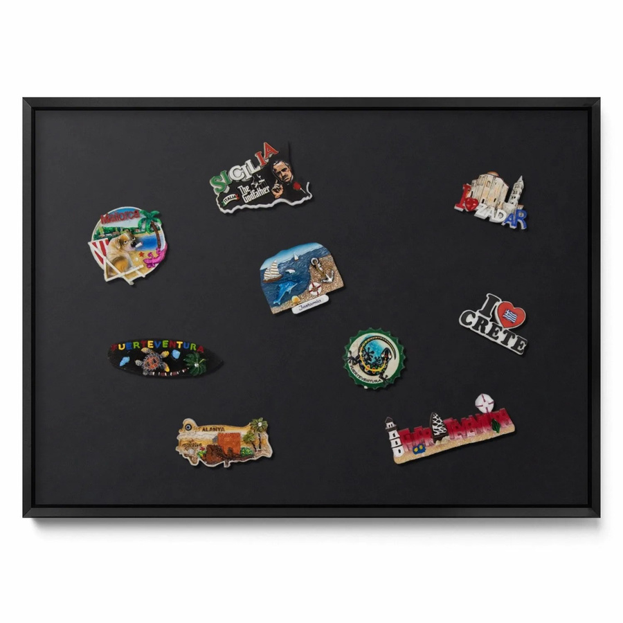 Tulup Magnettafel Magnetboard mit schwarzem Rahmen für Urlaubsmagnete, Farbe: Schwarz, Breite: 70 cm, Höhe: 50 cm - Bild 2