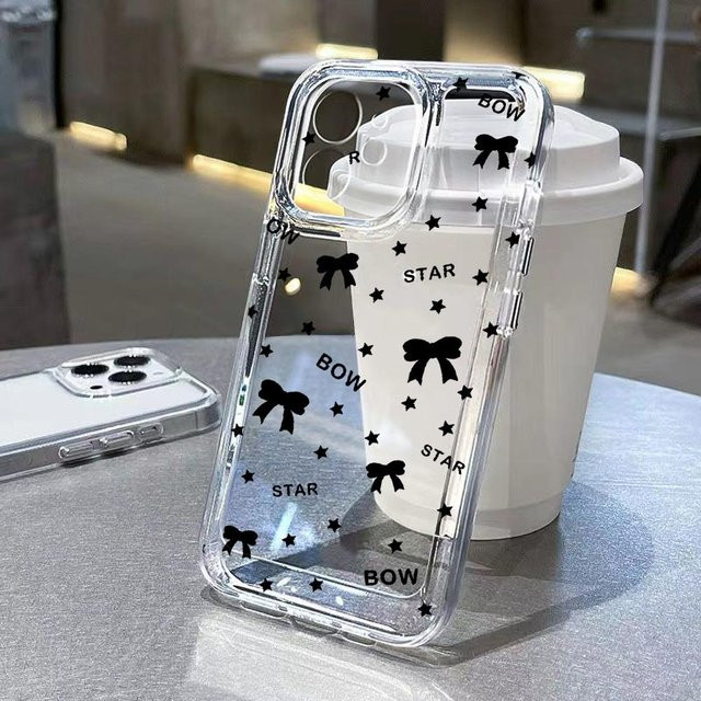 Transparente Xiaomi Handyhülle mit Schleife und Herz für Poco M6, Redmi 14C, 13C, 12C und Note Serie - Bild 1